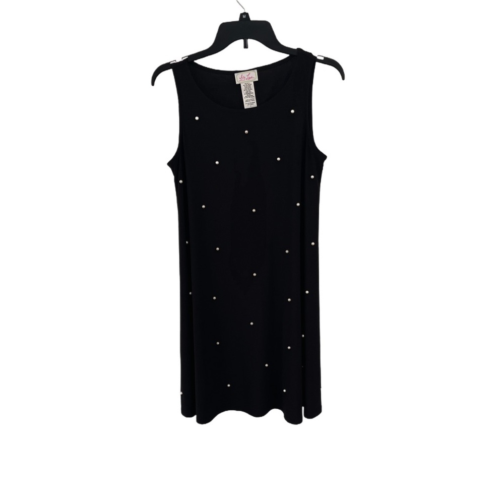 Ivy Lane Black Sleeveless Dress with Pearl Accents